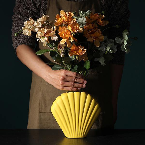 Ceramic Art Yellow Shell Vase