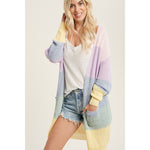 Color Blocked Open Front Cardigan