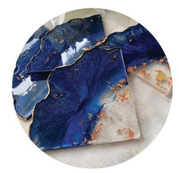 Resin- Handcrafted Agate Coaster Set of 4