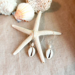 Cowrie Shell and Pearl Earrings