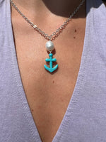 Sterling Silver Fresh Water Pearl and Anchor Necklace