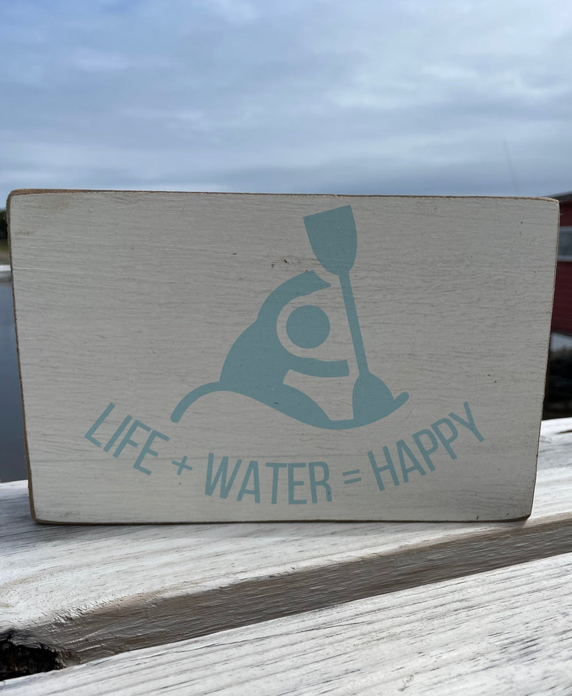 Life + Water = Happy Rustic Marlin XL Block