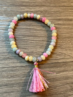 Handmade Candy Jade and Tassel Bracelet