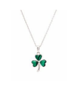 Sterling Silver Shamrock and Malachite Pendant Necklace