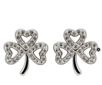 White Swarovski Crystal Shamrock Stud Earrings