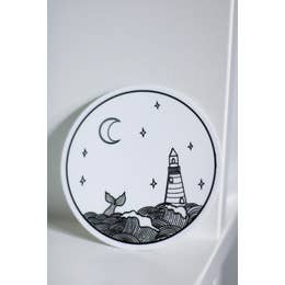 Moonlight Lighthouse Wave Sticker
