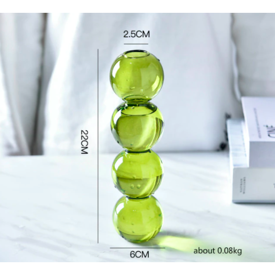 Lime Green Glass Bubble Vase
