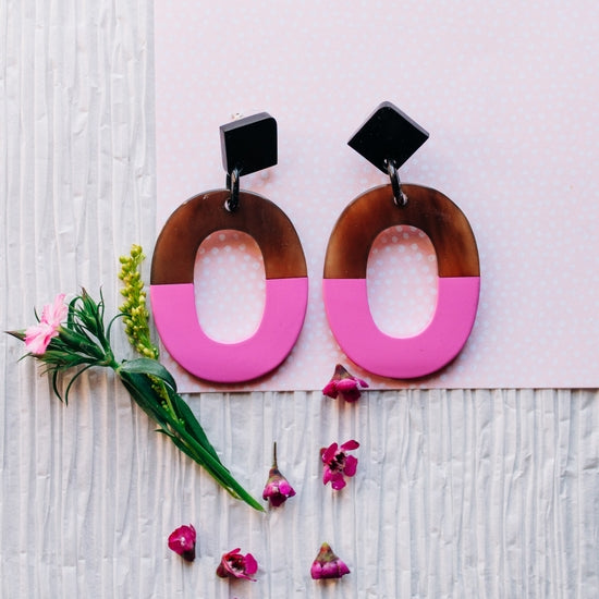 Small Pink Oval Earrings