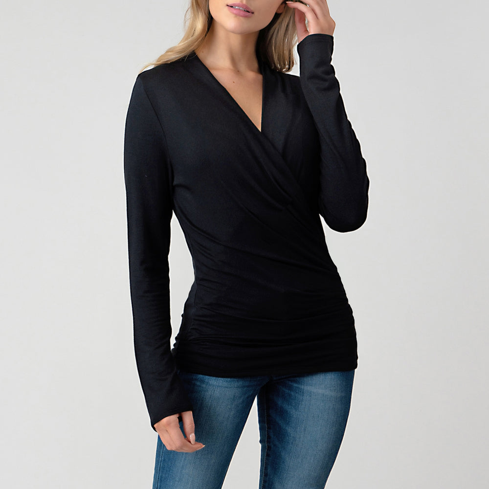 Ruched Long Sleeve Fitted Top