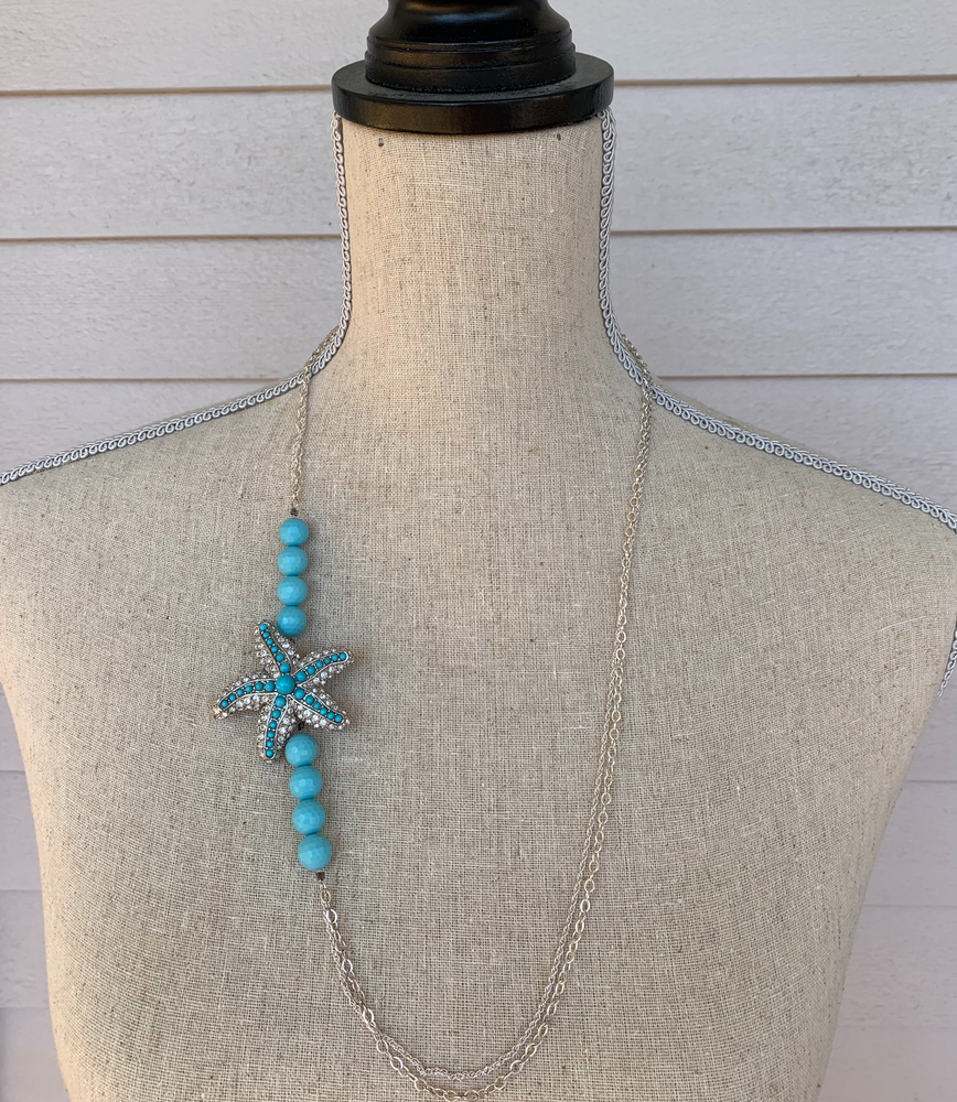 Seastar Turquoise and Sterling Silver Chain Necklace