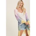 Color Blocked Open Front Cardigan