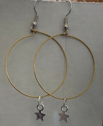 Silver Stars and Gold Hoop Earrings