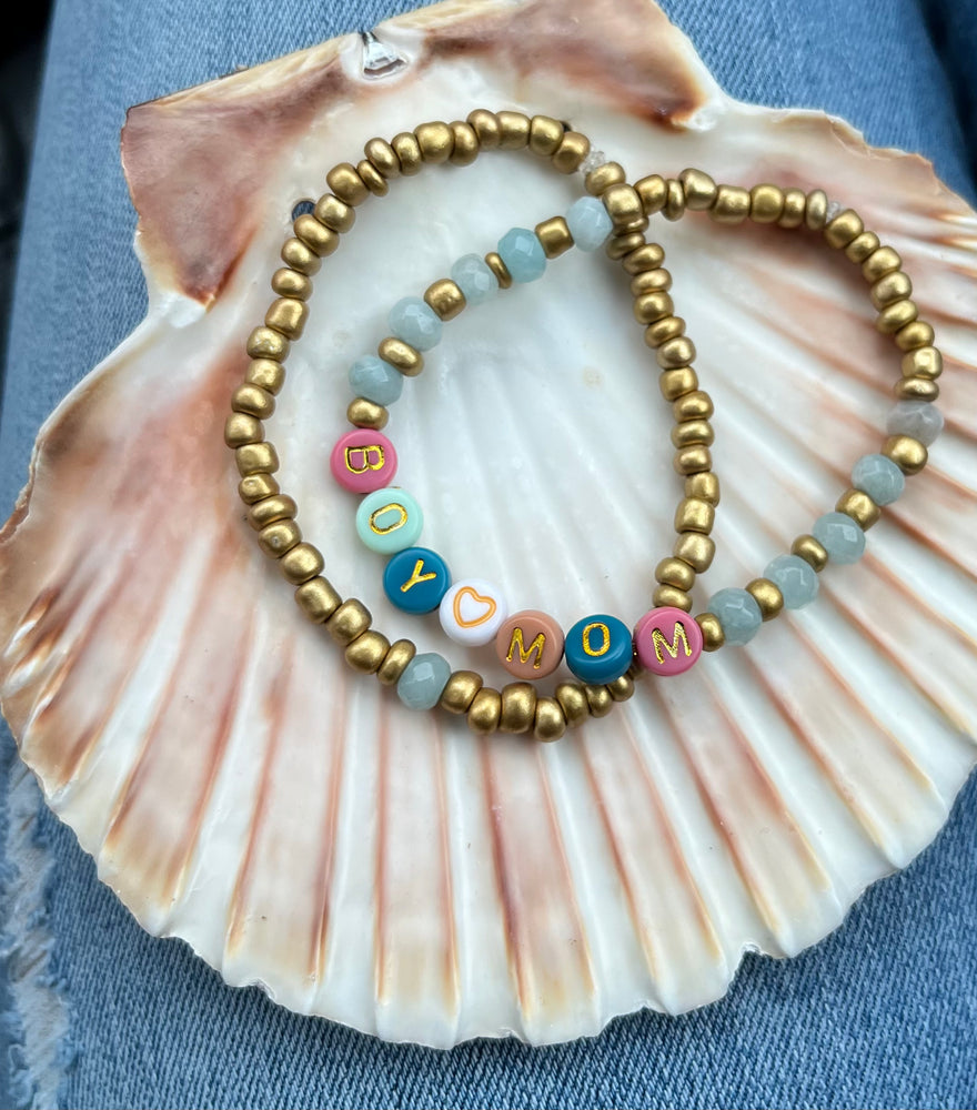 Boy Mom Chalcedony Stretch Bracelet