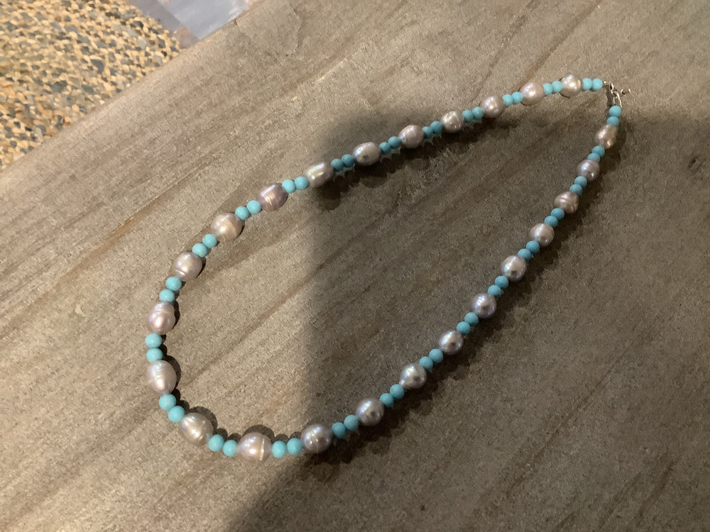 Silver and blue necklace