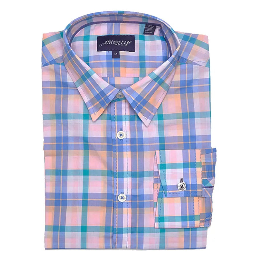 Men's Pink and Blue Plaid Shirt Medium Men's Pink and Blue Plaid Shirt Medium