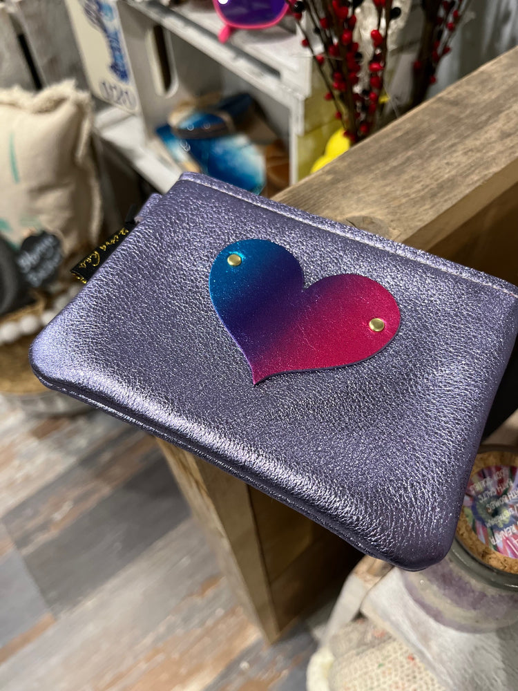 Ombré Heart Mini Soft Leather Pouch