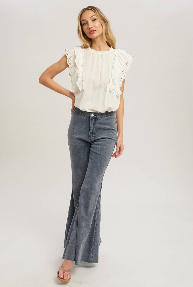 Ruffled Eyelet Lace Blouse