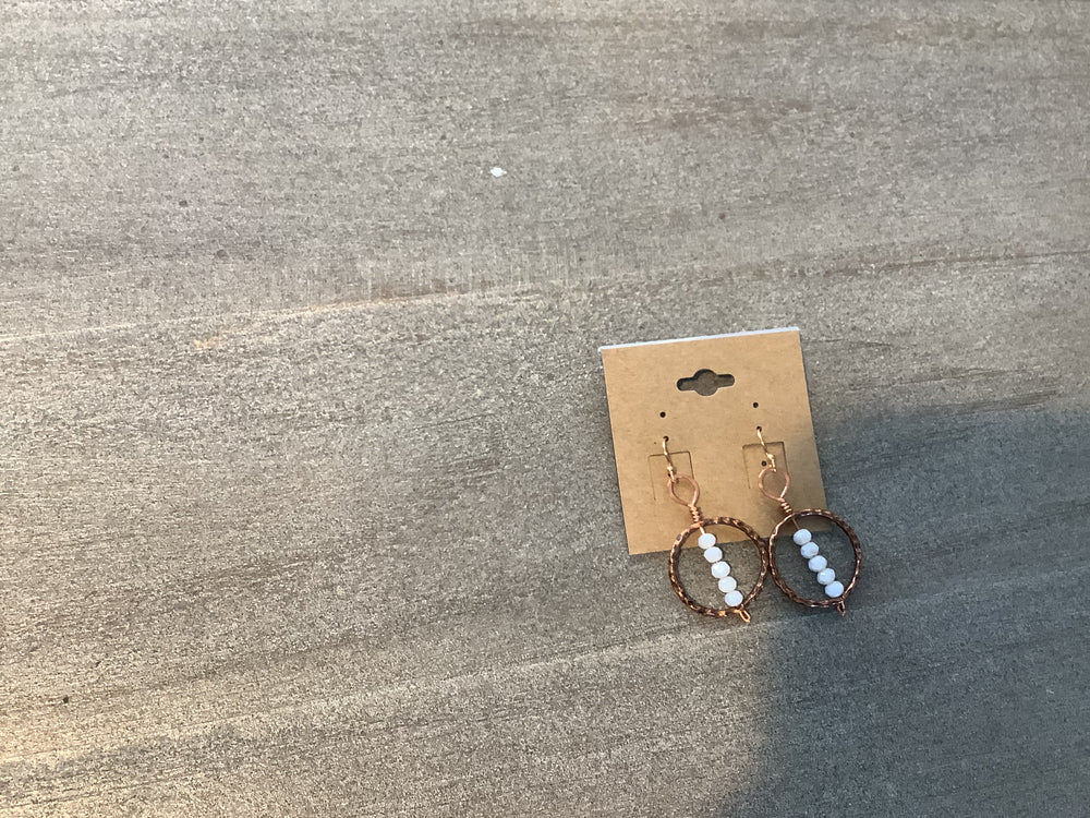 Rose gold and white stone earrings