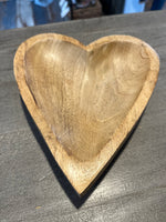 Carved Wood Heart Dish