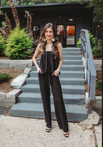 Black Ruffled Jumpsuit with Pockets