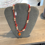 Orange, Red & Shell Necklace