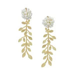Susan Shaw gold and pearl leaf earrings
