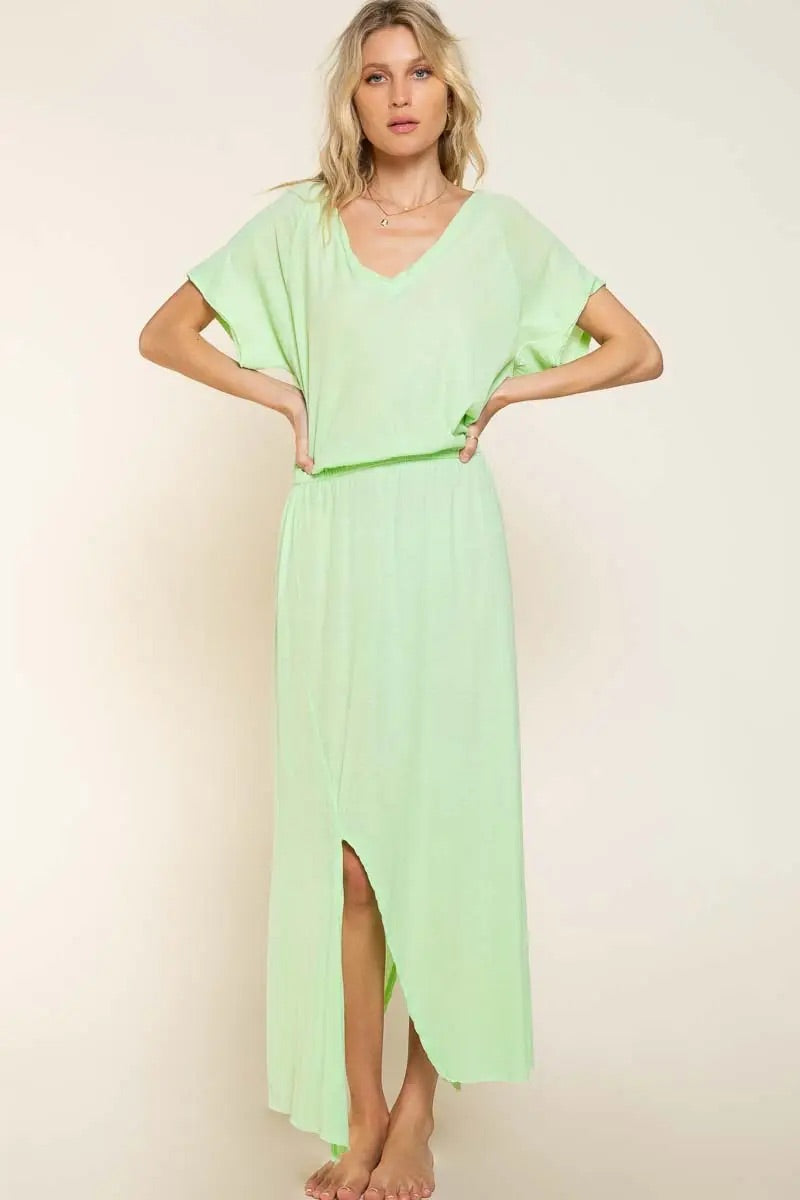 green emerald velvet dress Mint Green Color Dress | Asymmetric Layer | Ruffle Maxi Dress main image 1