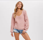 Dusty Pink Sweetheart Neck Sweater
