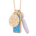Blue Opal Initial Charm Necklace