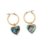 Heart Hoop Abalone Drop Earrings