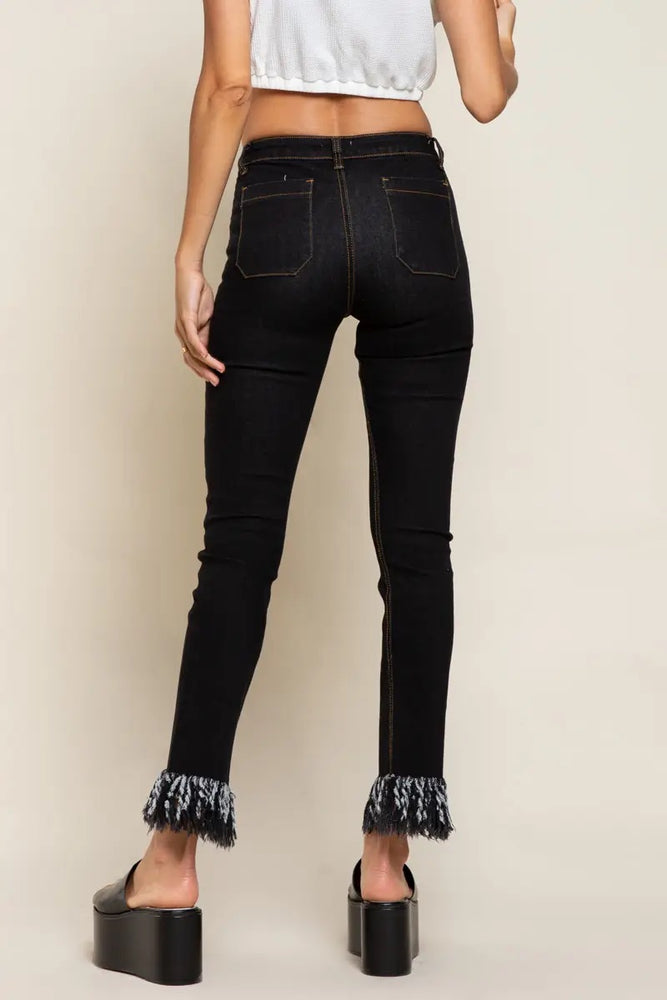 POL Black Fringe Jeans
