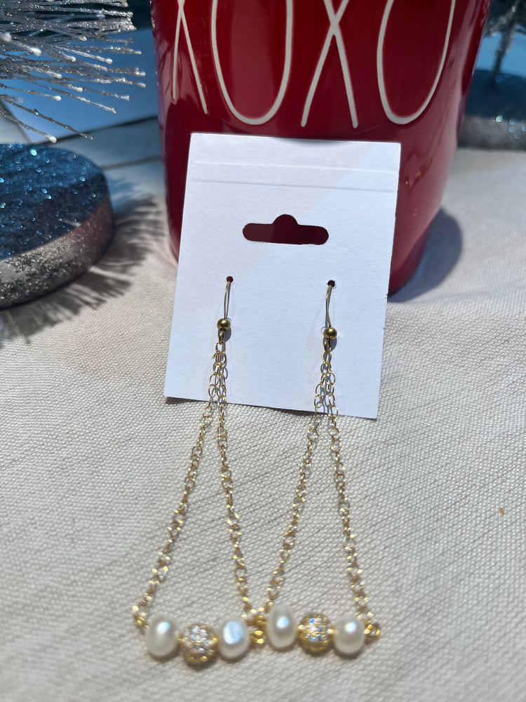 Pearl & Gold Chain Earrings