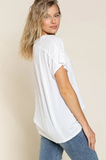 White Short Sleeve Shirt with Buttons