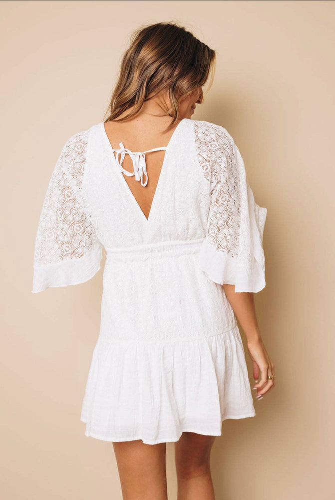 White Lace Crochet Mini Dress