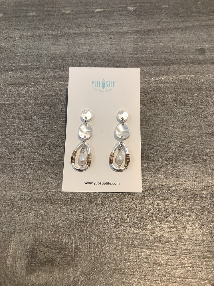 Silver and Pearl Dangle Earrings