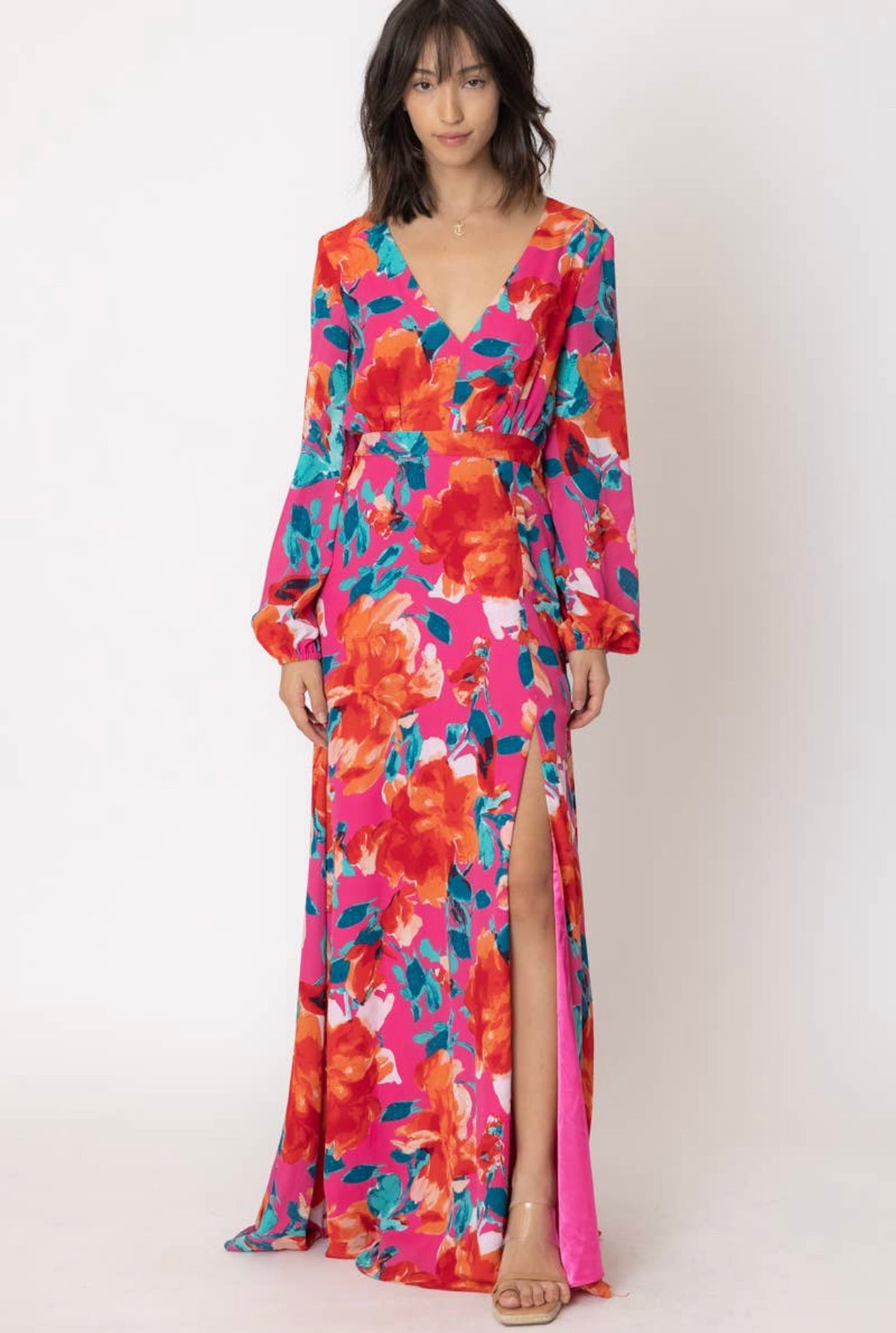 pink floral garden party dress FORTUNATE ONE Garden Party Maxi Dress Pink