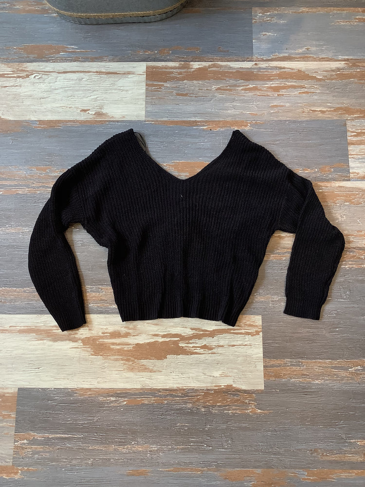 Black Twist Open Back Sweater