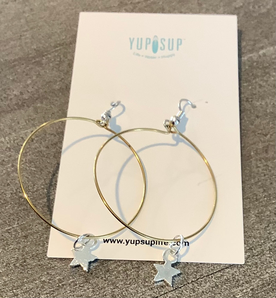 Silver Stars and Gold Hoop Earrings