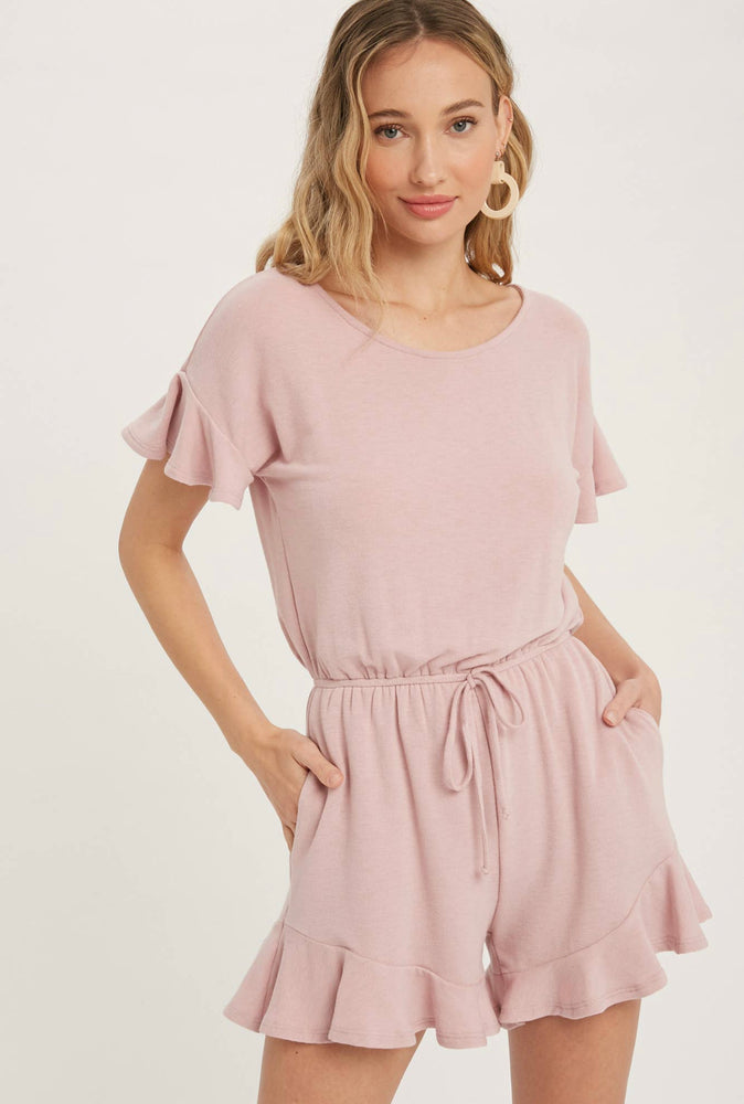 Pink Ruffle Hem Romper