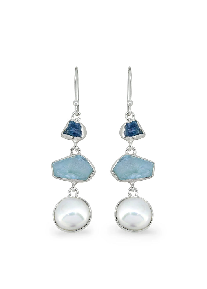 Pearl & Multistone Dangle Earrings