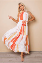 Orange Stripe Halter Dress