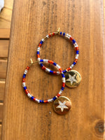 Patriot Stars Seedbead Hoop Earrings