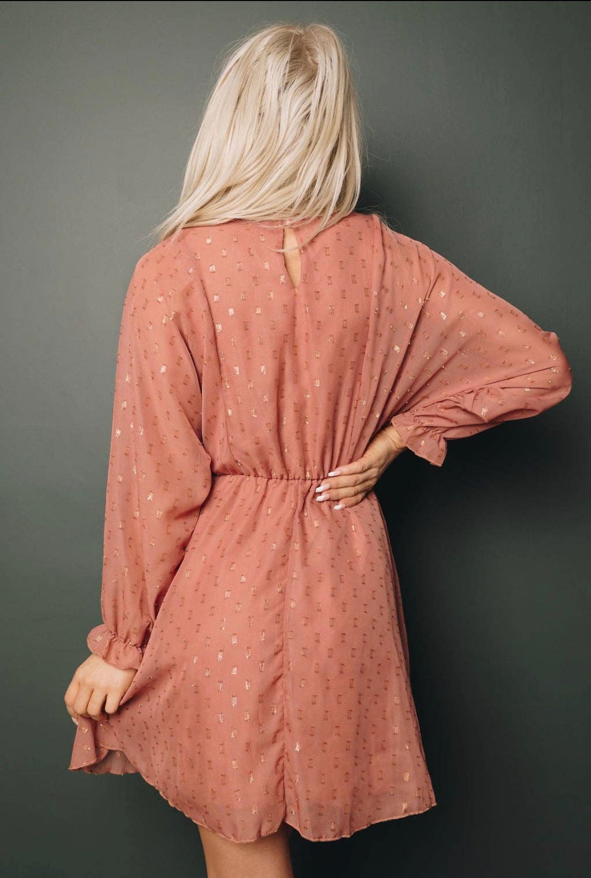 Rose Gold Chiffon Dress Medium Rose Gold Chiffon Dress Medium