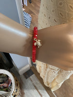 Red Candy Jade and Turtle Bracelet