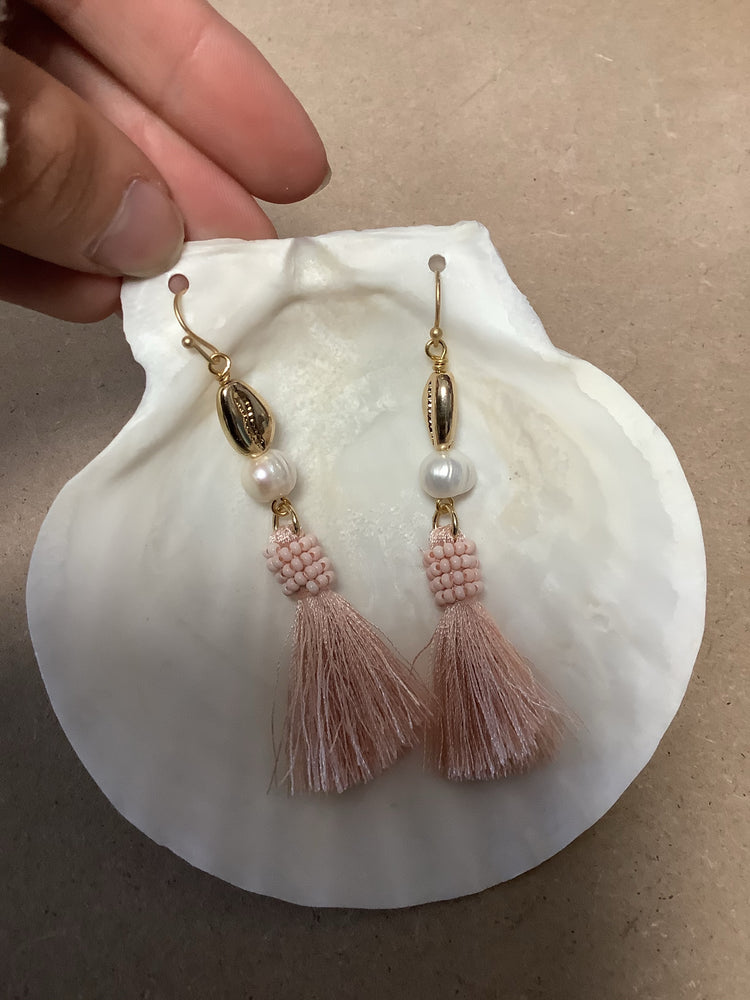 Coastal Walker Pink Tassel Earrings