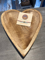 Carved Wood Heart Dish