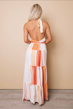 Orange Stripe Halter Dress