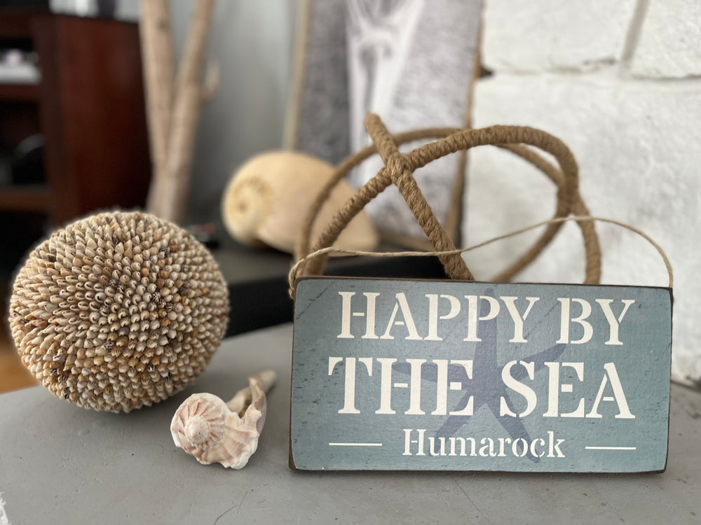 Happy by the Sea Rustic Marlin Twine Hanging Sign