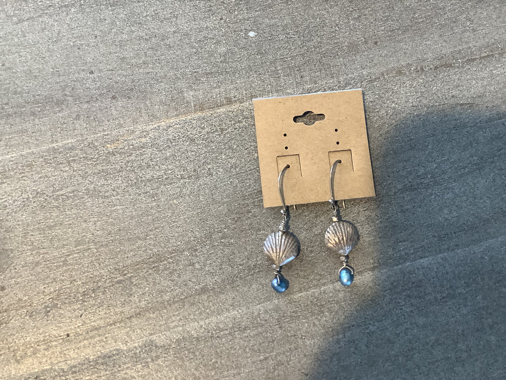 Silver shell earrings