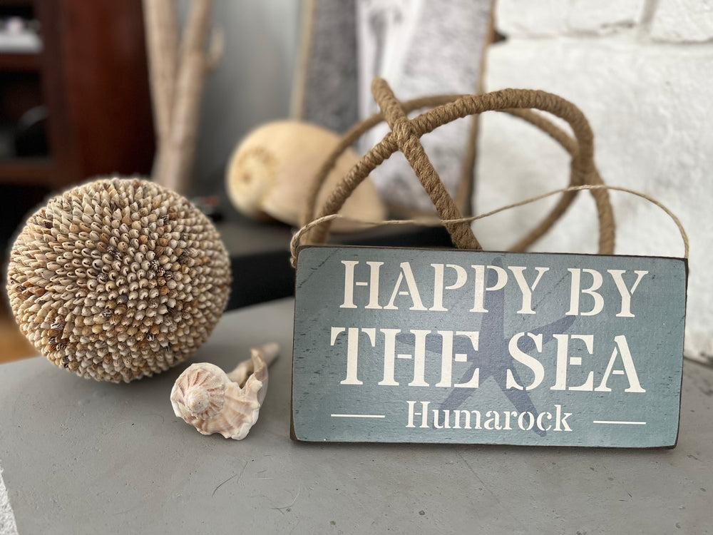 Happy by the Sea Rustic Marlin Twine Hanging Sign